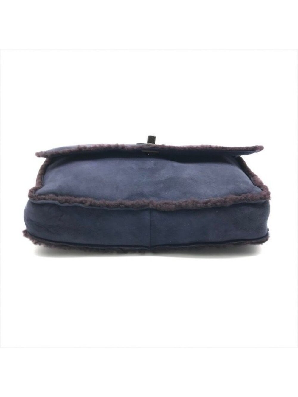Chanel CC Logo Turnlock Mouton Hand Clutch Navy - Picture 4 of 10
